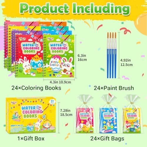 FEREDO KIDS Easter Coloring Books Party Favors for Kids - 24 Pack Mini Water Coloring Books for Kids, Easter Basket Stuffers Students Classroom Gifts Bulk, Birthday Return Gifts Party Favors Bulk - Thumbnail 2