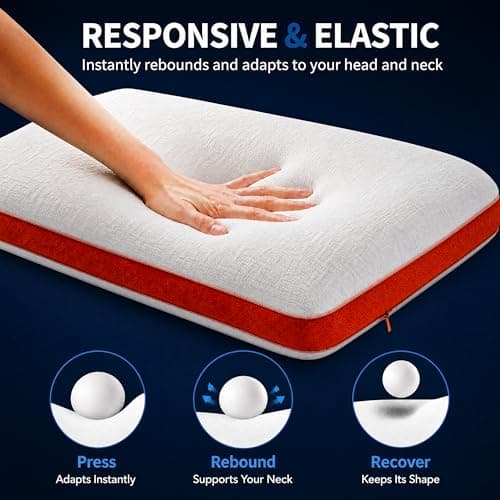 ASRIO 4D Silicone Grid Pillow: Cooling TPE Ergonomic Cervical Support for Neck Pressure Relief, Side & Back Sleepers, Washable (Standard, (Bread Pillow)) - Thumbnail 4