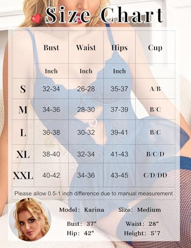 Tidouk Women's Exotic Lingerie Sets Sexy Lace Bodysuit Garter Lingerie Set with Babydoll Mini Skirt(Navy Blue,Large) - Thumbnail 6