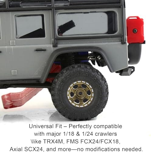 RcThjia 1.0 Beadlock Wheels and Tires Set 57 x 24 mm 1.0 inch Rubber Rock Crawler Tires & Alloy Blade Wheels For 1/18 1/24 Axial SCX24 TRX4M Gladiator Bronco C10 JLU Deadbolt RC Crawler Upgrade(Brown) - Thumbnail 4