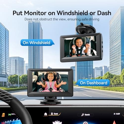 Baby Car Camera HD 1080P - Car Baby Monitor with Night Vision, Adjustable View Angle, Easy Installation, Anti-Glare Display, Rear Seat Monitoring for Kids & Infants - Thumbnail 2