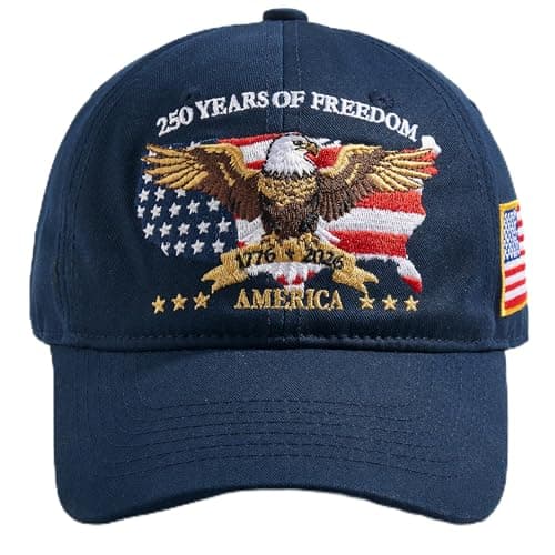 spxkd 250 Anniversary USA Hat, Patriotic America Merchandise Baseball Cap, Adjustable USA Hat with Embroidered Design for Men Women (1776-2026) Black Blue - Image 1