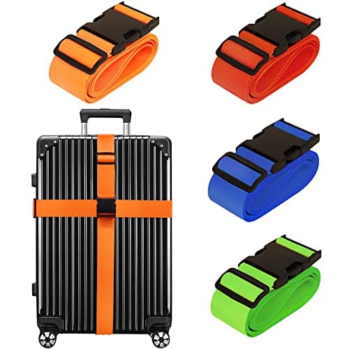 Luggage Straps for Suitcases TSA Approved Travel Belt 4 Pack by Chelmon (Mixed Colors) - Image 1