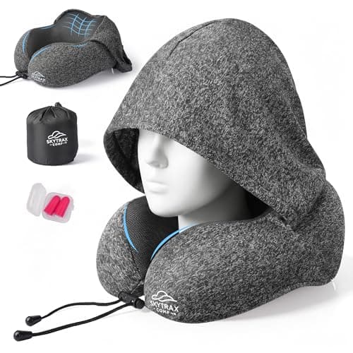 SkytraxComf® Travel Neck Pillow with Hood for Privacy on Long Flights - Image 1