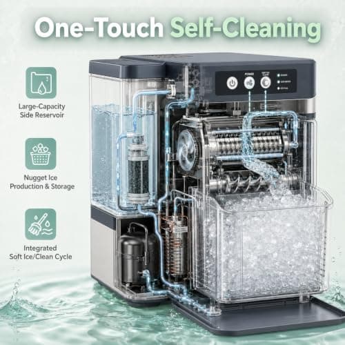 ELECVIVA Nugget Ice Maker 45lbs/Day Self-Cleaning Quiet Compact Countertop - Thumbnail 6