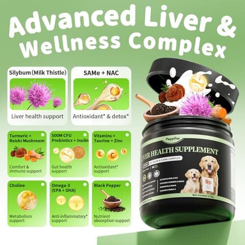 POPPAW Dog Liver Support Chews - with Milk Thistle (Silybum), Same & NAC - Liver Supplement for Metabolic - Detox - Gut & Immune Health - Beef Flavor, 90 Soft Chews - Thumbnail 3