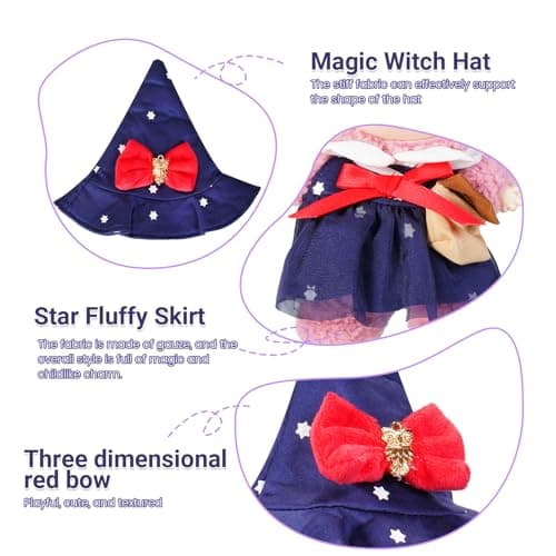 17cm Doll Clothes Halloween Clothes Set Designer Black Dress and Hat for 15-17cm 4 Inch Blind Box Dolls - Thumbnail 3