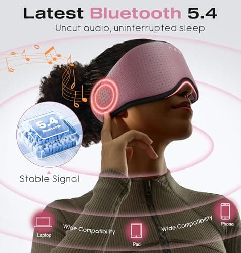 MUSICOZY Sleep Headphones with Bluetooth 5.4 Sleep Mask, Removable 3D Eye Cups for Zero Pressure Comfort, Wireless Bluetooth Eye Mask for Sleeping with Timer - Thumbnail 4