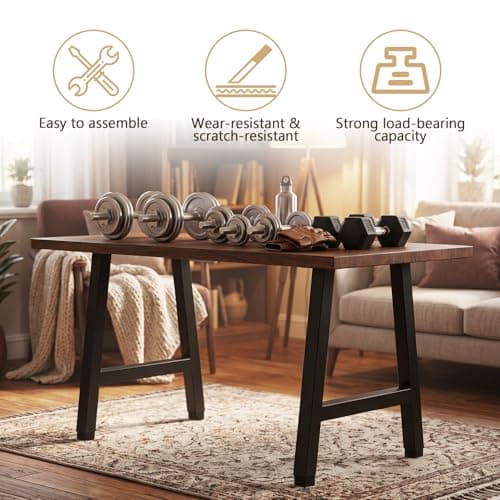 SNYXXOZ Table Legs 22”H x 15”W Heavy Duty Metal Furniture Legs H-Shape for Dining Table Kitchen Table Office Desk Table Base Replacement with Adjustable Feet Pads Screws 1000 LBS Load Black Set of 2 - Thumbnail 4