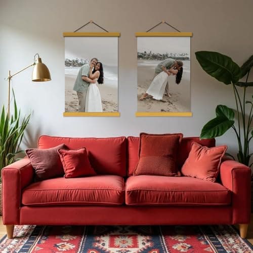 AuedCam Wooden Magnetic Poster Hangers 2-Pack, 24-Inch Artwork Display, Large Poster Hanging Design for Posters and Art Prints - Thumbnail 5