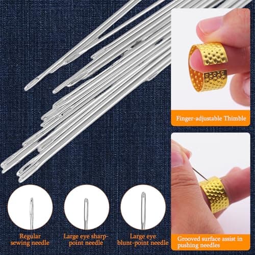 Big Eye Steel Sewing Needles Kit, 2025 New Stainless Steel Needles for Hand Sewing, 37 PCS Big Eye Steel Needle Kit, DIY Kit (37Pcs) - Thumbnail 5