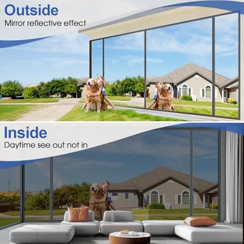 One Way Privacy Window Film,Sun Blocking Window Film with 3 Tools, Heat & UV Blocking Window Tint Film for Home, Easy Install DIY Office Window Covering See Out Not in (17.5 x 78.7 Inch, Black) - Thumbnail 6