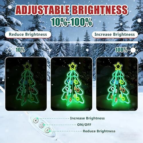 Lumavere Tabletop Christmas Tree, 15.7in Clear Acrylic Desk Decor with Star Topper & Neon Outline, Colorful Ring Lighted Sign for Apartment Room Decoration on Coffee Tables, Desks, and Nightstands - Thumbnail 5