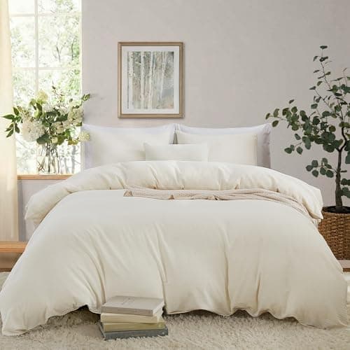 Oli Oli Anderson Duvet Cover Twin Size - 2 Pieces Washed Cotton Linen Duvet Cover Set - Soft Breathable Bedding Set with Zipper Closure for All Seasons, Comforter Not Included - Natural Linen, Twin - Image 1