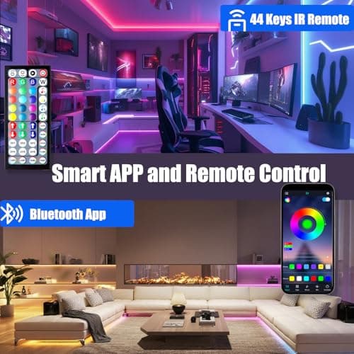 roperry 68FT Outdoor LED Strip Lights,IP68 RGB LED Lights with Remote and APP Control, Outdoor Strip Lights for Pool, Balcony, Roof, Garden, Stairs (1 Roll) - Thumbnail 5