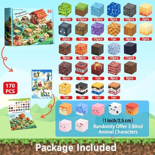 Winchoice 170PCS 1 Inch Magnetic Blocks, Magnet Cubes Building Toys for 3+ - Thumbnail 3