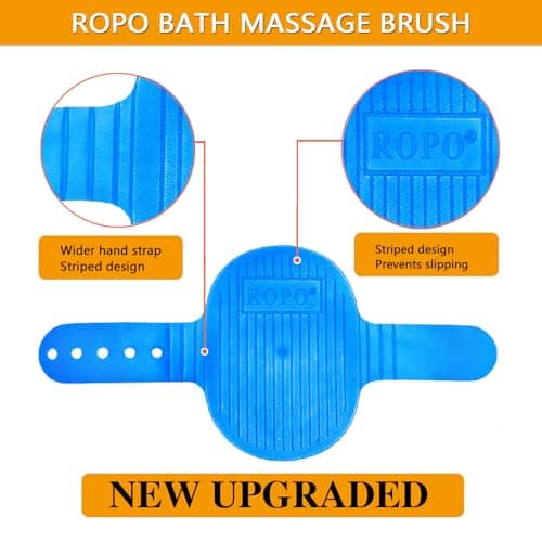ROPO Dog Bath Brush, Dog Shampoo Brush With Adjustable Ring Handle Long Bristles, Upgraded Version Anti-Slip Back & Strap, Pet Grooming Brush for Dogs & Cats 2pcs - Thumbnail 3