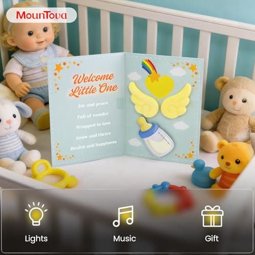 mountova Musical Baby Shower Card – Pop Up Baby Shower Cards with Sound & Light for Girl and Boy - Cute New Baby Card for New Parents, Blank NoteCard and Envelope Included - Thumbnail 2