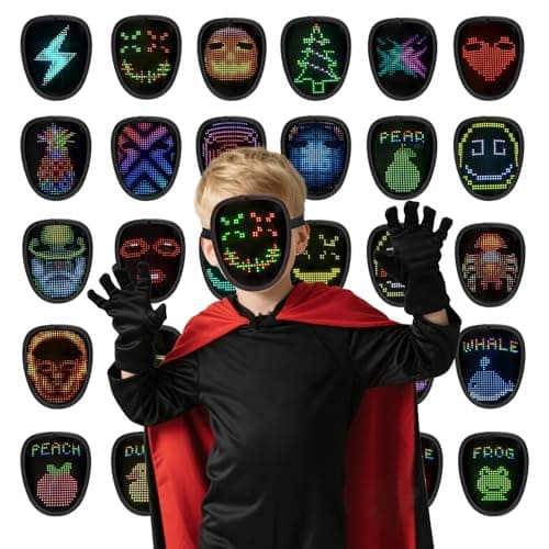 MOYACA Kids LED Mask Light up with Gesture Sensing, Cool Toys Mask for Halloween Costume Christmas Cosplay, Transforms LED Lights, Ideal Gifts for Children Students Birthday Parties Masquerades - Thumbnail 2