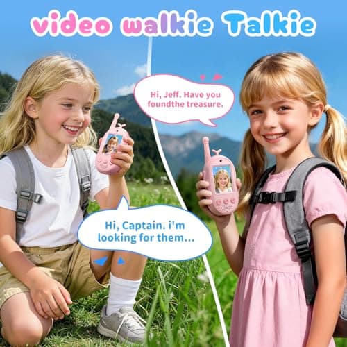 Upgraded Video Walkie Talkies for Kids, 2 Pack Rechargeable Voice/Video Call Kids Walkies Talkies, Toddler Toys for Indoor, Outside, Camping, Hiking, Gift for Boys and Girls Ages 3-12 (Pink/Pink) - Thumbnail 3