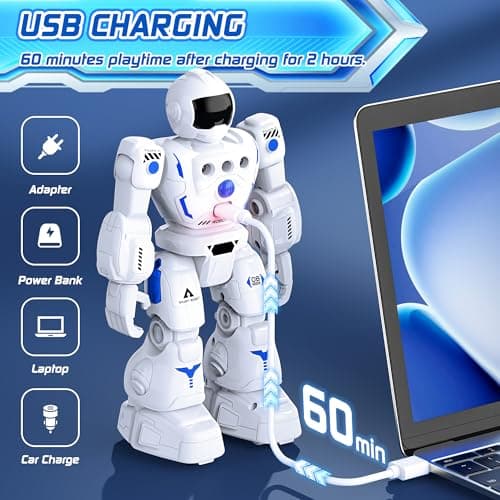 BAZOLOTA Robot Toys for Kids, Programmable Remote Control Robot with Walking, Sliding, Singing and Dancing, RC Gesture Sensing Control Smart Robots for Age 3-12 3-5 Kids Christmas Birthday - Thumbnail 6