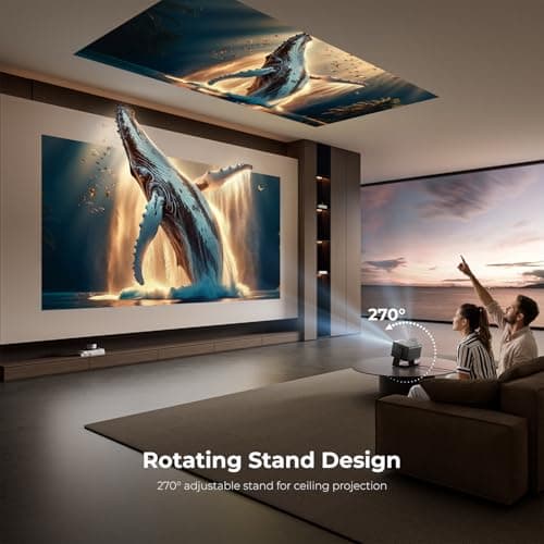 ELEPHAS Smart 4K Projector with WiFi and Bluetooth - Compatible with Netflix/Prime Video/YouTube, 270° Rotatable, AI Auto Focus & Keystone, Portable Home Theater Movie Projector for Indoor Outdoor - Thumbnail 3