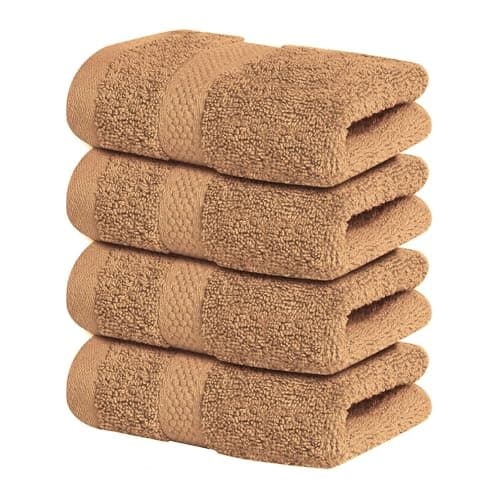 Infinitee Xclusives Luxury Wash Cloths for Showering [13x13] – 100% Cotton Washcloths [Pack of 4], Soft and Absorbent Face Towels for Bathroom Wash Clothes, Gym, and Spa (Cosmic Sand) - Image 1