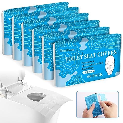 Toilet Seat Covers (60 pack), XL Flushable and Biodegradable Paper Cover Disposable for Adult and Kids’ Potty Training, Great for Airplane, Travel Seats, Public Restroom and Camping - Image 1