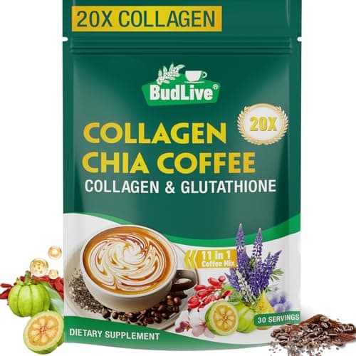 BudLive 20X Collagen Chia Coffee, 11 in 1 Chia Coffee Mix with Collagen & Chia Seeds, Goji Berry, Blueberry, Strawberry, Supports Hair, Skin & Nails, Sugar Free, Vegan, Gluten-Free, 30 Servings - Image 1