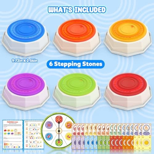 SOTAONE Rainbow Stepping Stones for Kids - Non-Slip Sensory Jumping Stone Toys, Toddler Obstacle Course Develop Balance Coordination Skills, Indoor Outdoor Play, Boy Girl Gifts, 6PCS with Light Up - Thumbnail 6