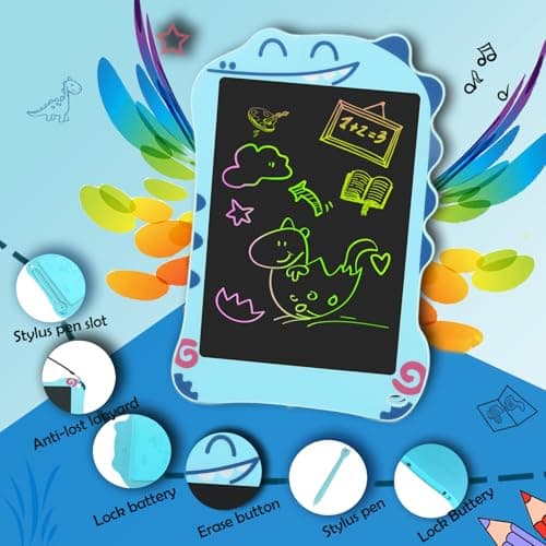 LCD Writing Tablet Dinosaur Toys for Boys Kids, Colorful Toddler Blue Toys Drawing Board, Educational Children Toy, Doodle Pad for 3 4 5 6 7 8 Year Old Boy Kid Birthday Party Christmas Gifts,8.5inch - Thumbnail 5