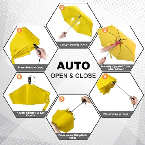 Lejorain Folding Automatic Umbrella Windproof - Tiny Umbrella for Travel Mini Sturdy Unbreakable Lightweight Umbrellas for Rain - Thumbnail 4