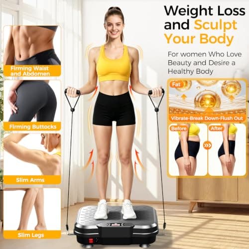 NXSCI Vibration Plate Exercise Machine, Vibration Plate for Lymphatic Drainage Weight Loss, 250 Speed Levels Shake Plate with Bluetooth, 400 Lbs Capacity Full Body Workout for Home Office Gym - Thumbnail 2