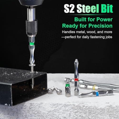 Hitscrews Magnetic Screwdriver Bits PH2, 2-Inch Impact Driver Bits #2, S2 Steel Chrome Finish Phillips Bits For Impact Driver, Home Improvement & DIY - 10 Pack - Thumbnail 5