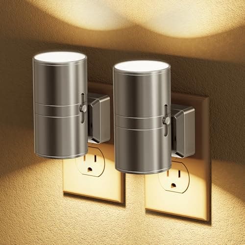 JandCase Night Light, LED Night Lights Plug into Wall, 2 Pack Automatic Nightlight with Light Sensor, 3000K Soft White 0-100LM Dimmable Modern Nightlight for Kids Bedroom Hallway - Image 1