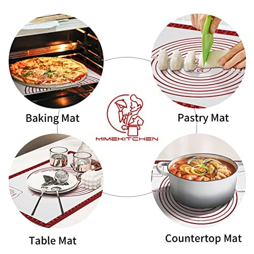 Silicone Baking Mat, Non Stick Pastry Mat Sheet for Dough Rolling, Nonslip Fondant/Pie Crust Mat, Counter Mat Oven Liner Mat for Making Cookies Macarons Bread Baking Supplies Extra Large 26 x 16 Inch - Thumbnail 3