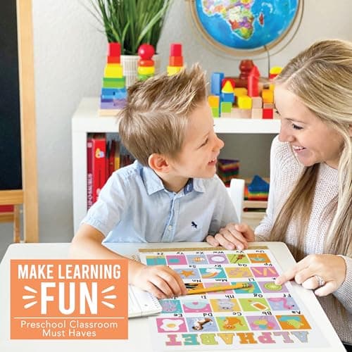 ABC Posters for Classroom Wall Decor - Learning Posters for Toddlers 1-3, Alphabet Poster for Toddlers, ABC Chart for Wall, 1-100 Number Chart Colors and Shapes, Pastel Laminated Educational Poster - Thumbnail 2