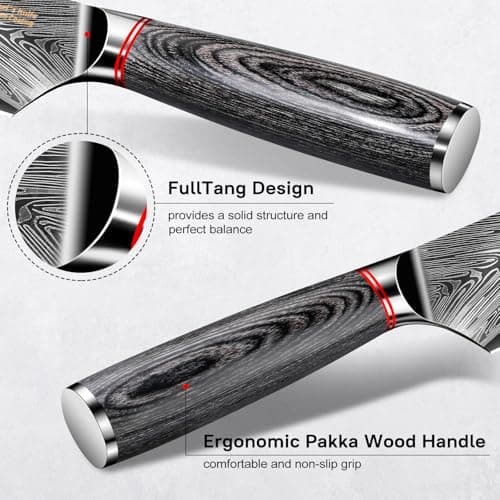 8-Inch Chef Knife Japanese for Kitchen: High Carbon Stainless Steel Sharp Cooking Knives Cutting Vegetable Ergonomic Handle - Thumbnail 3