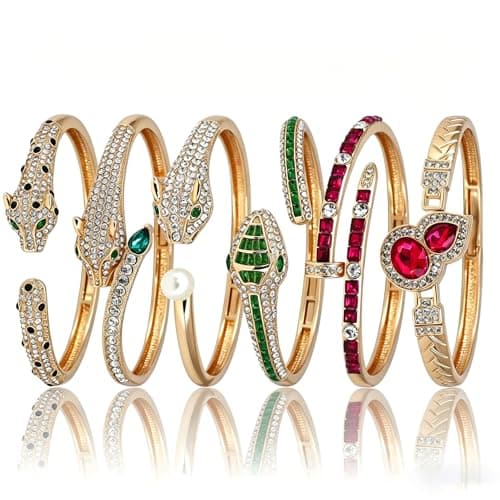 6PCS 18K Gold Plated Designer Bangle Bracelet Set for Women - Image 1