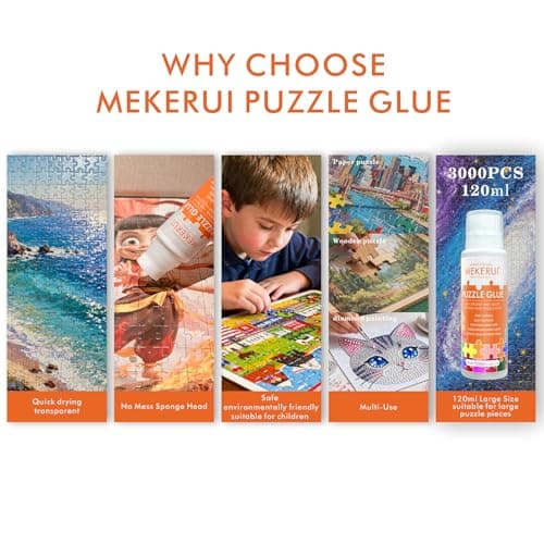 Puzzle Glue with Built-in Sponge Applicator – Clear Jigsaw Puzzle Glue for Preserving, Sealing & Framing Finished Puzzles, Dries Clear, Strong Hold, No Streaks – 120ml - Thumbnail 2