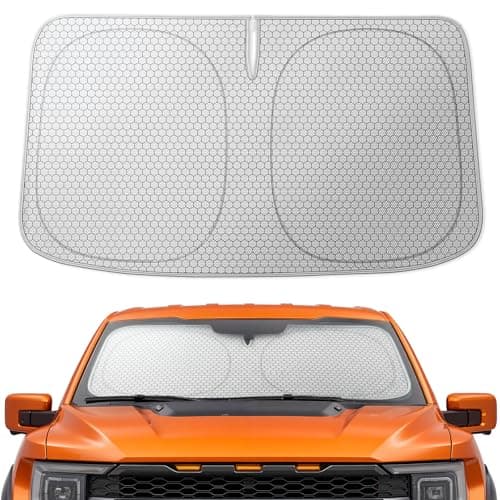 WOLFBOX Foldable Car Windshield Sun Shade, Maximum UV & Heat Shield Front Window Sunshade Visor Protector Universal Fit for SUVs Trucks Sedans (Silver 69''x35'')