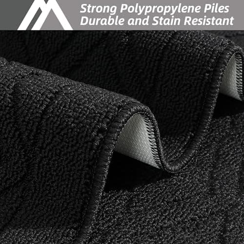 COSY HOMEER-Kitchen-Rugs-Non-Slip-Washable 24"x60" Absorbent Kitchen Runner Rugs Polypropylene Kitchen Mats for Floor,Sink Mat,Hallway,Laundry,Black - Thumbnail 3