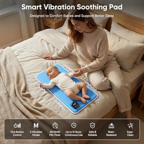 Baby Vibrating Sleep Soother Pad, Baby Sleep Aid, Vibrating Mattress Pad Sleep Soother, 90 Min Timer, Vibrating Mat for Sleep, Aid to Calm Fussy Newborn for Easier Rest, Infant: 0-12 Months, Blue - Thumbnail 3
