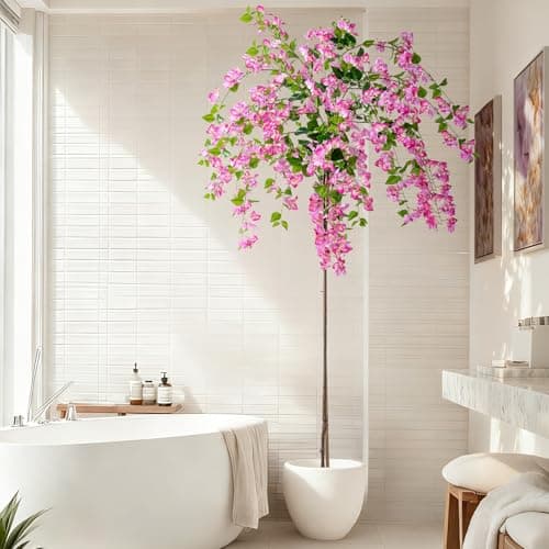 Erimda 7.2FT Artificial Bougainvillea Tree Artificial Tree Tall Potted Fake Bougainvillea Trees for Outdoor Indoor Lifelike Potted Faux Plants with Wood Trunk and Flowers Office Wedding Home Decor - Thumbnail 4