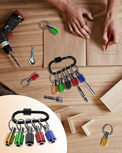 Tool Gifts, Upgrade, Steel Material, Katerk 5PCS 1/4 Inch Hex Shank Screwdriver Bits Holder Extension Bar Screw Adapter Drill Handy Heavyduty Keychain Bit Holder for Electric Screwdrivers, 5 Colors - Thumbnail 5