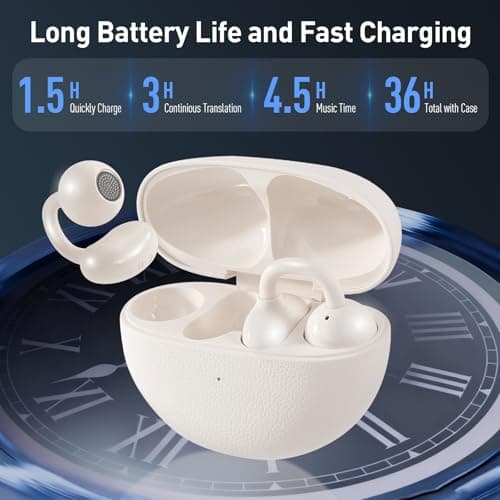 AI Translation Earbuds Real Time,120 Languages & Accents Translator Earbuds,Audifonos Traductores Inglés Español, Translator Device with APP for Travel Learning Business,iOS/Android Compatible-White - Thumbnail 3