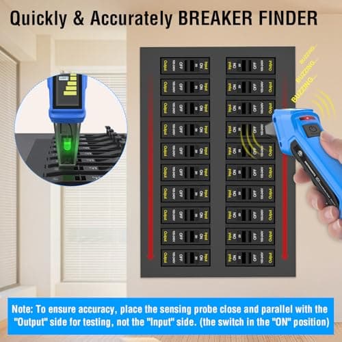 INSTRODOTS Circuit Breaker Finder, Digital Breaker Finder with GFCI Outlet Tester, AC 90-135V Electrical Circuit Tracer with Buzzer Alarm & Color LCD Display, Includes Batteries & Carrying Case - Thumbnail 4