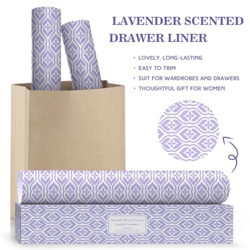 SCENTORINI Scented Drawer Liners for Dresser, 15 Sheets Lavender Scent Shelf Paper Liners, Non-Adhesive 14.3x19.5 Inch, for Home Fragrant Bedroom Drawer Closet Shelves - Thumbnail 2
