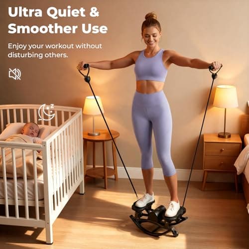 Rock Stepper, Side to Side Rocking Stepper for Exercise at Home, Low-Impact Lateral Stair Stepper with Resistance Bands & LCD Monitor for Full Body Workout Balance, Fitness Machine - Thumbnail 5