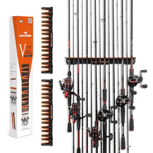 KastKing V15 Vertical Fishing Rod Holder – Wall Mounted Fishing Rod Rack, Store 15 Rods or Fishing Rod Combos in 17.25 Inches, Great Fishing Pole Holder and Rack - Image 1